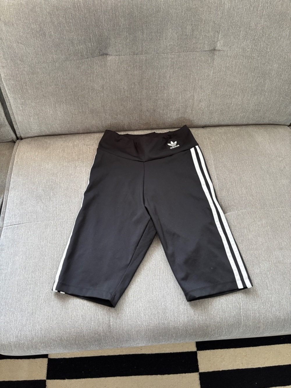 adidas Black Bike Shorts with White Three-Stripes